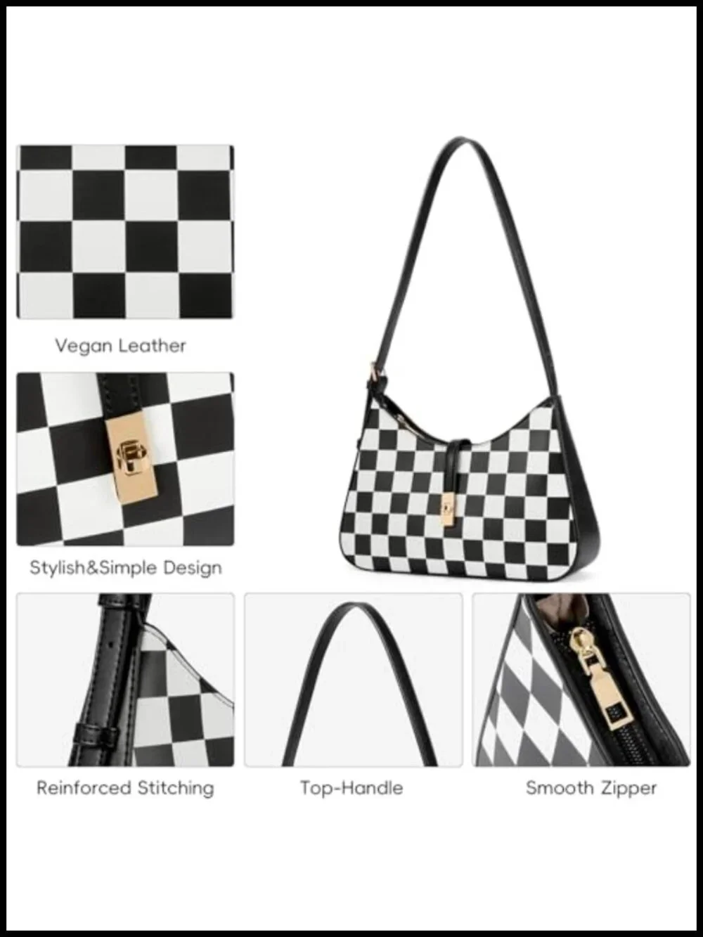 Crescent Hobo Bag for Women, Faux Leather Mini Shoulder Purse with Adjustable